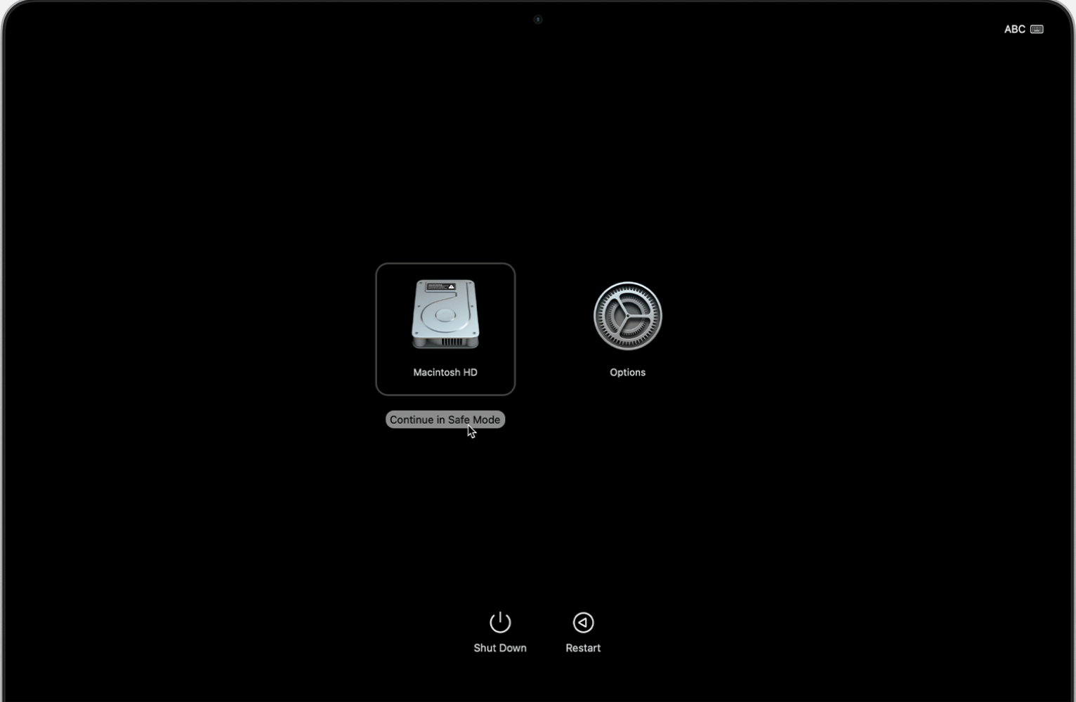 click Continue in Safe Mode